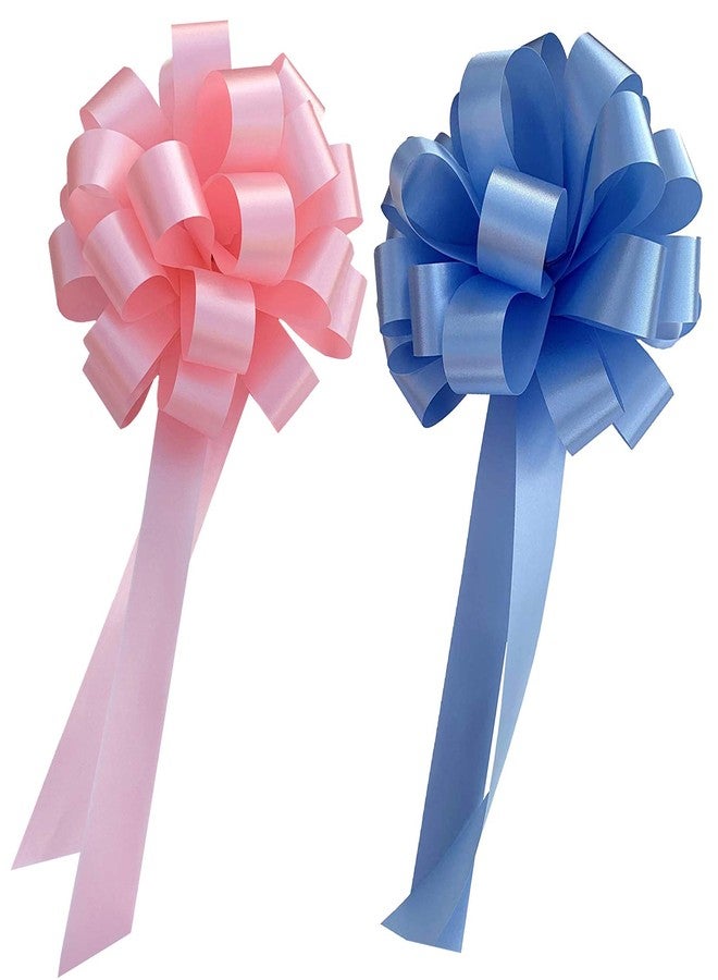 GiftWrap Etc. Baby Gender Reveal Pull Bows - 8" Wide, Set of 6, Baby Shower, Party Decorative Ribbons in Blue and Pink, It's a Boy, It's a Girl, Spring Decor, Birthday, Fundraiser, Easter - Image 1